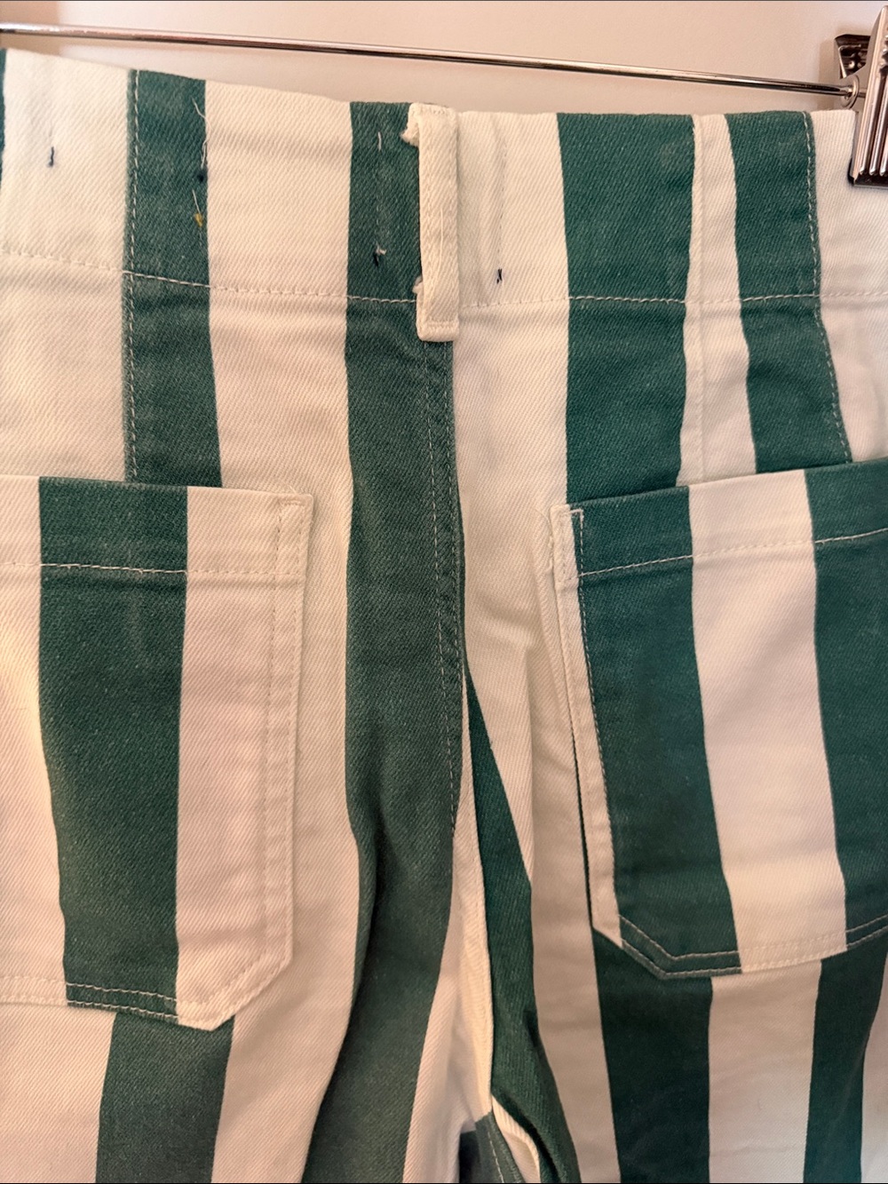 Anthropologie Maeve Colette Teal and White Striped Wide-Leg Pants - Picture 5 of 6